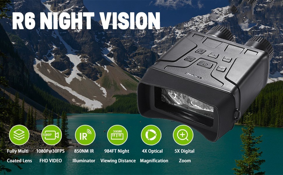 1080p CMOS Sensor Abs Binocular Night Vision Goggles Black Nite Vision Binoculars
