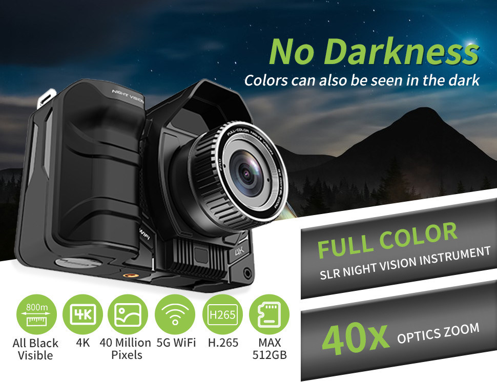 Full Color Image Intensifier Night Vision 4K Black Visibility Ultra HD Digital Display